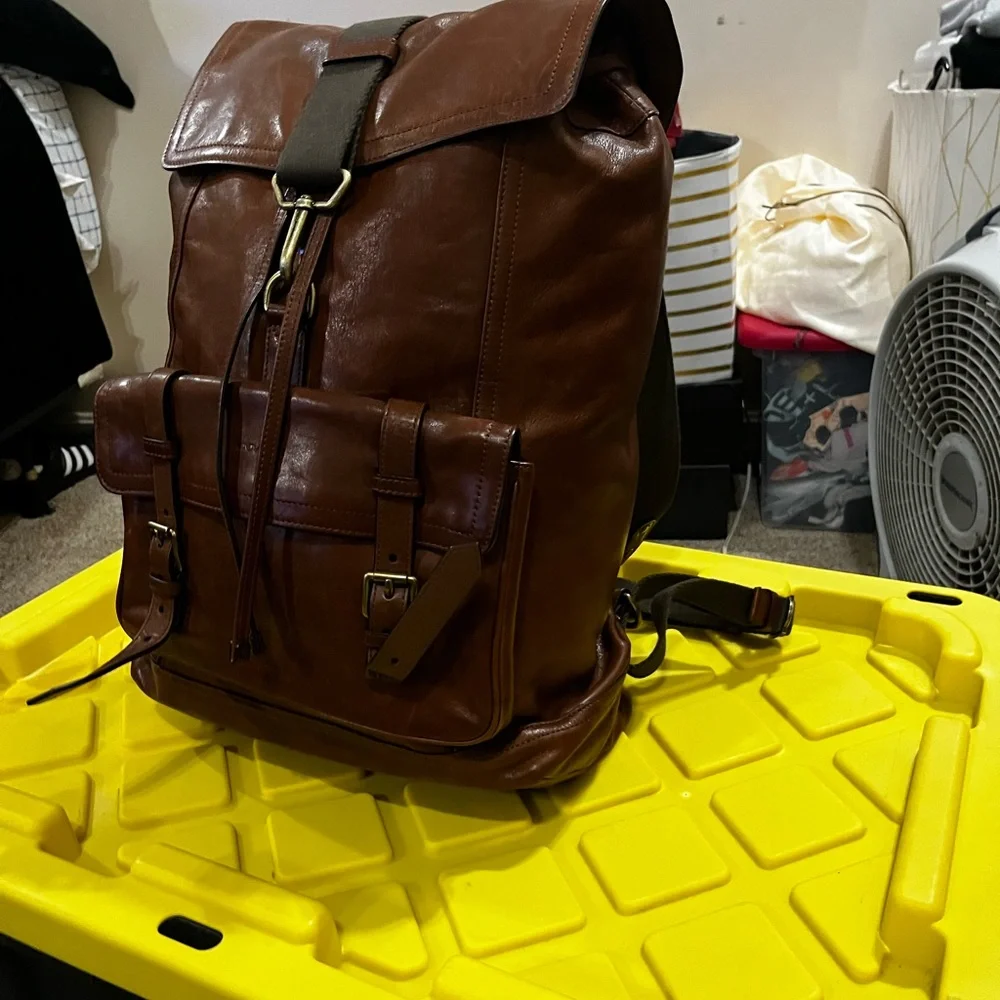 Coach Brown Bleeker Leather Men's Backpack - Picture 3 of 8